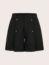 Solid Button Detail Shorts